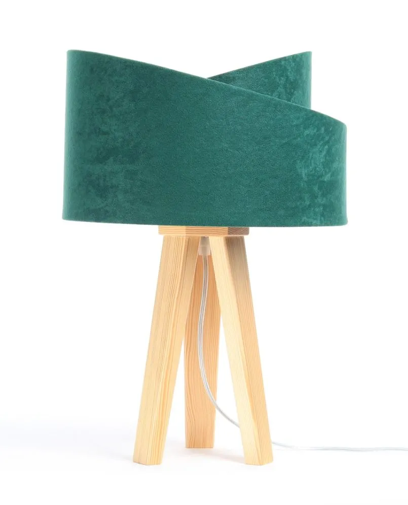 Lampa stołowa GEMSTONE zielona/złota/sosna na trójnogu | MIRAT. w stylu kolekcja