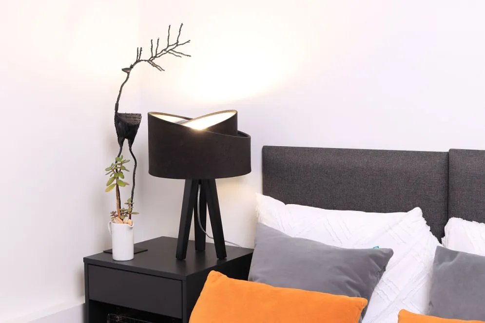 Lampa stołowa GEMSTONE czarna/srebrna/czarna welurowa | MIRAT. w stylu kolekcja