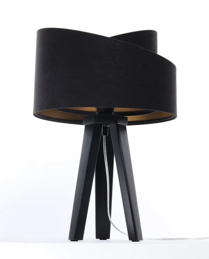 Lampa stołowa GEMSTONE czarna/złota/czarna asymetryczna mała | MIRAT.
