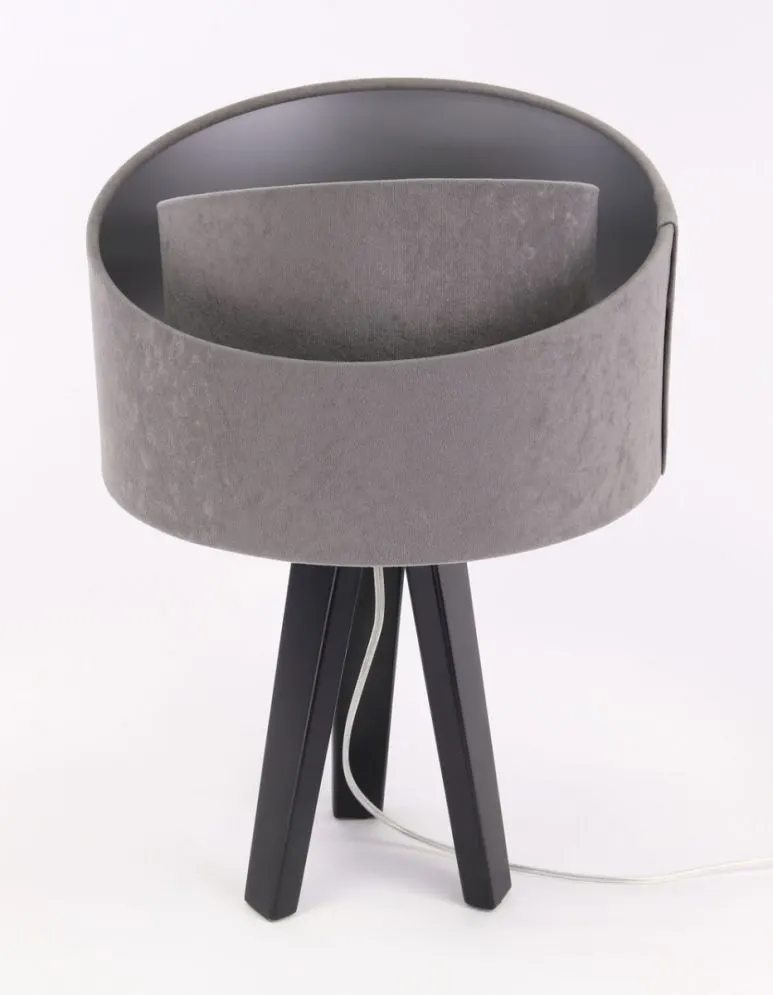 Lampa stołowa GEMSTONE szara/srebrna/czarna asymetryczna polskiej produkcji | MIRAT.