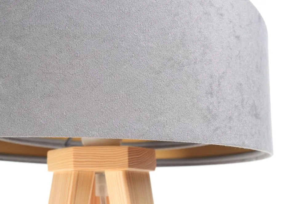 Lampa stołowa GEMSTONE szara/złota/sosna welurowa | MIRAT.