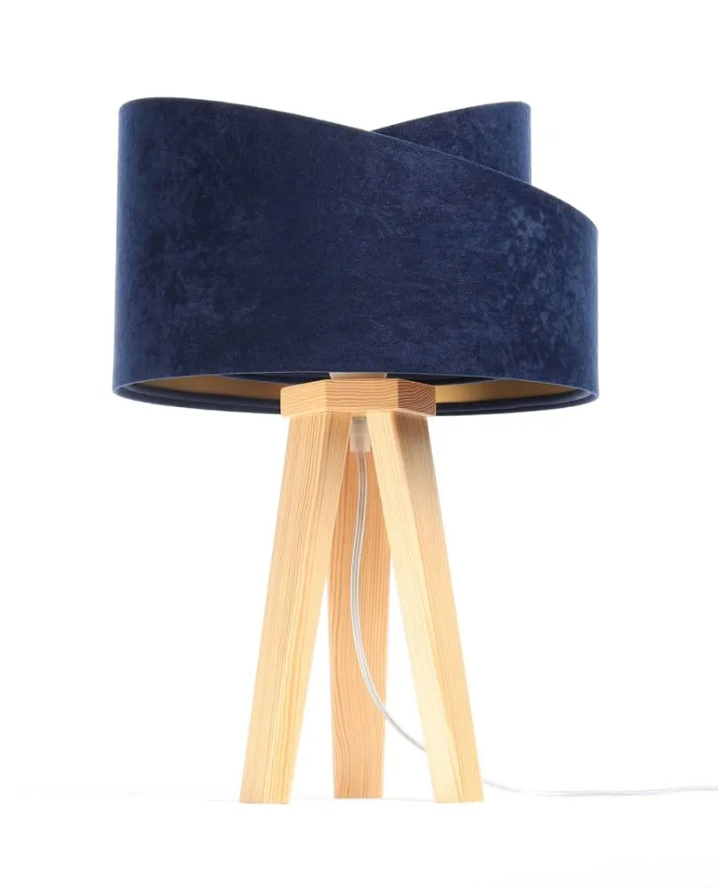 Lampa stołowa GEMSTONE granatowa/złota/sosna mała | MIRAT.