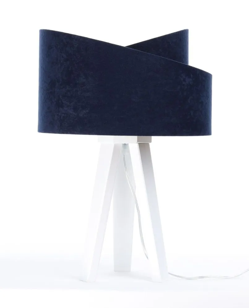 Lampa stołowa GEMSTONE granatowa/złota/biała na trójnogu | MIRAT.