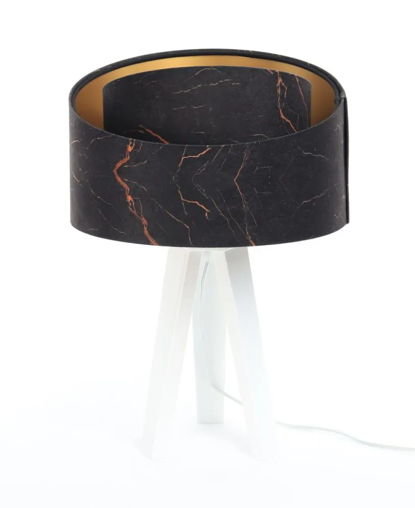 Lampa stołowa BLACK MARBLE czarna/złota/biała polskiej produkcji | MIRAT.