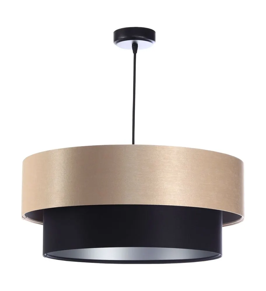 Lampa wisząca DOUBLE 60 czarna/kremowa z podwójnym abażurem | MIRAT. w stylu kolekcja