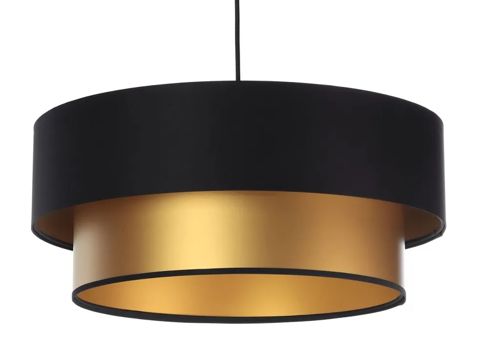 Lampa wisząca DOUBLE BLACK 50 złota/czarna satynowy abażur do jadalni | MIRAT. w stylu kolekcja
