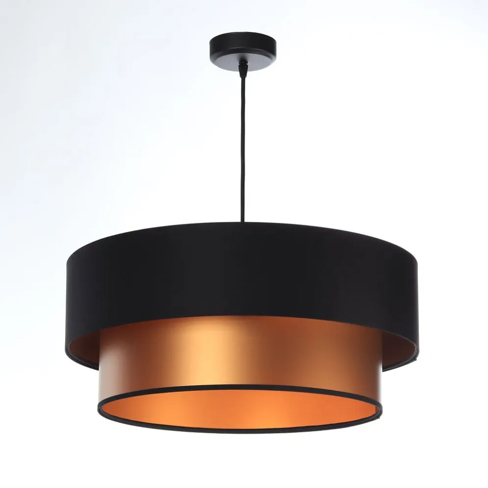 Lampa wisząca DOUBLE BLACK 50 miedziana/czarna nad stół | MIRAT. w stylu kolekcja