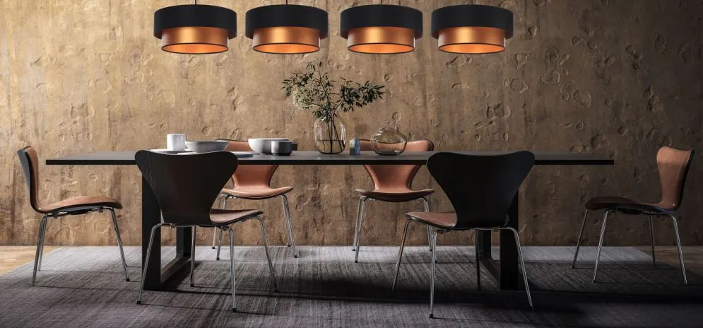 Lampa wisząca DOUBLE BLACK 50 miedziana/czarna nad stół | MIRAT. w stylu kolekcja