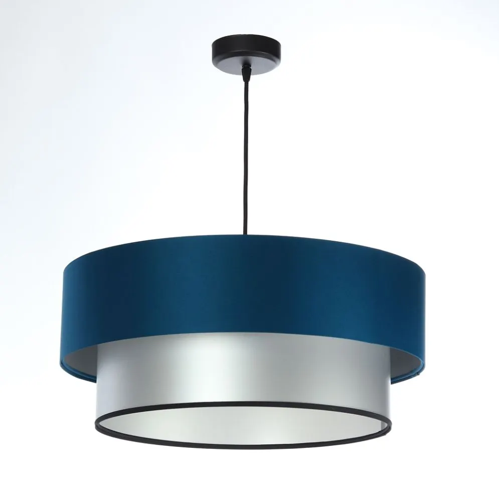 Lampa wisząca DOUBLE BLUE 50 granatowa/srebrna z podwójnym abażurem | MIRAT. w stylu  kolekcja