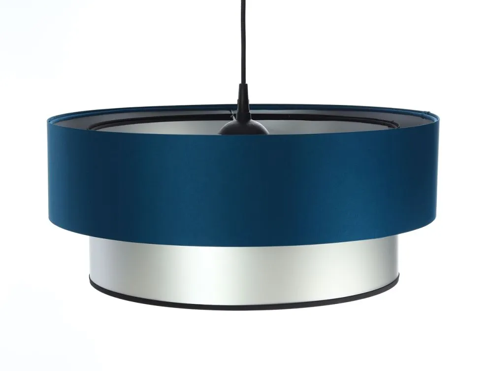 Lampa wisząca DOUBLE BLUE 50 granatowa/srebrna z podwójnym abażurem | MIRAT. w stylu  kolekcja