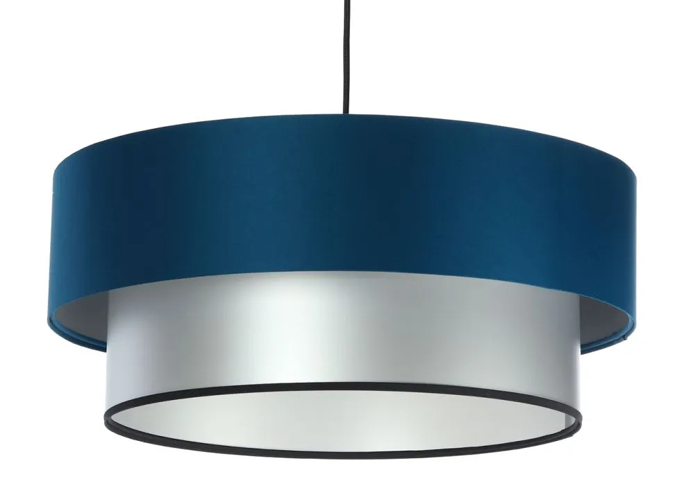 Lampa wisząca DOUBLE BLUE 50 granatowa/srebrna z podwójnym abażurem | MIRAT. w stylu  kolekcja