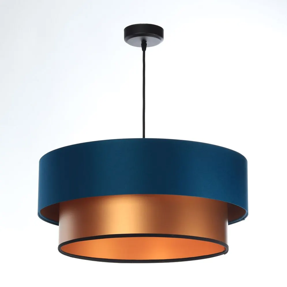 Lampa wisząca DOUBLE BLUE 50 granatowa/miedziana w kształcie walca | MIRAT. w stylu kolekcja