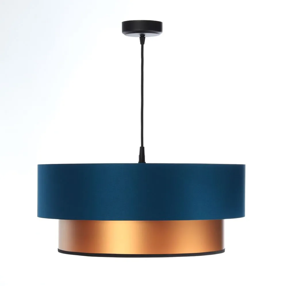 Lampa wisząca DOUBLE BLUE 50 granatowa/miedziana w kształcie walca | MIRAT. w stylu kolekcja