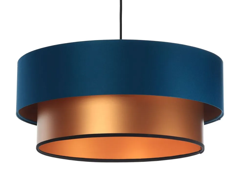 Lampa wisząca DOUBLE BLUE 50 granatowa/miedziana w kształcie walca | MIRAT. w stylu kolekcja