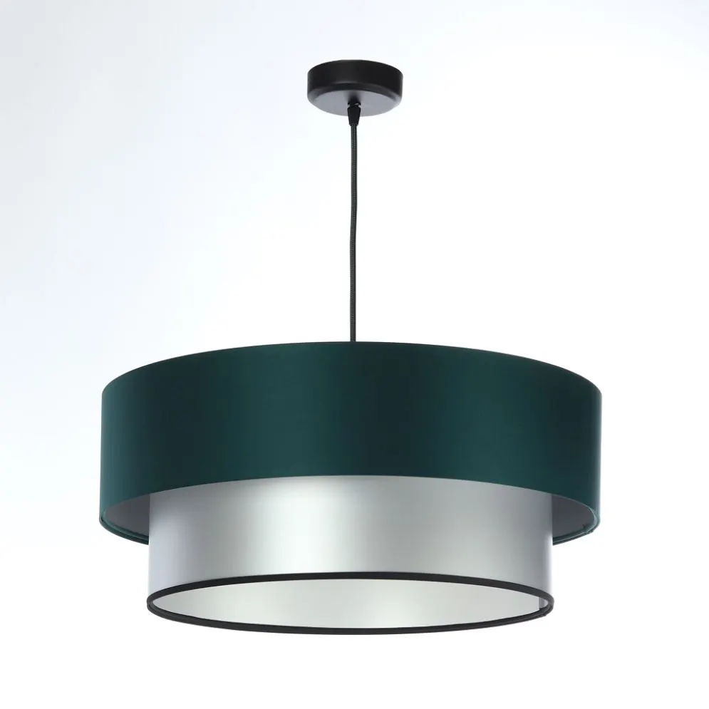 Lampa wisząca DOUBLE GREEN 50 zielona/srebrna w kształcie walca | MIRAT. w stylu kolekcja