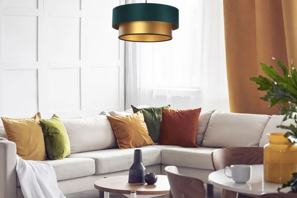 Lampa wisząca DOUBLE GREEN 40 zielona/złota w stylu glamour | MIRAT. w stylu kolekcja