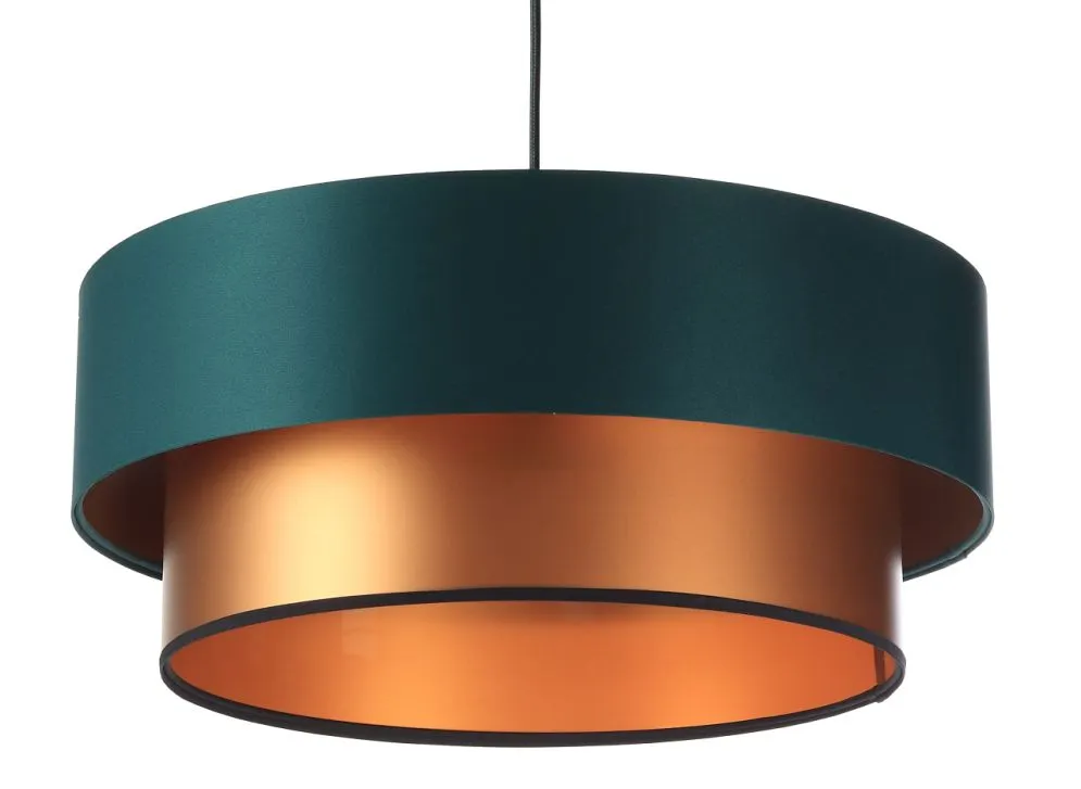 Lampa wisząca DOUBLE GREEN 60 zielona/miedziana w kształcie walca | MIRAT. w stylu kolekcja