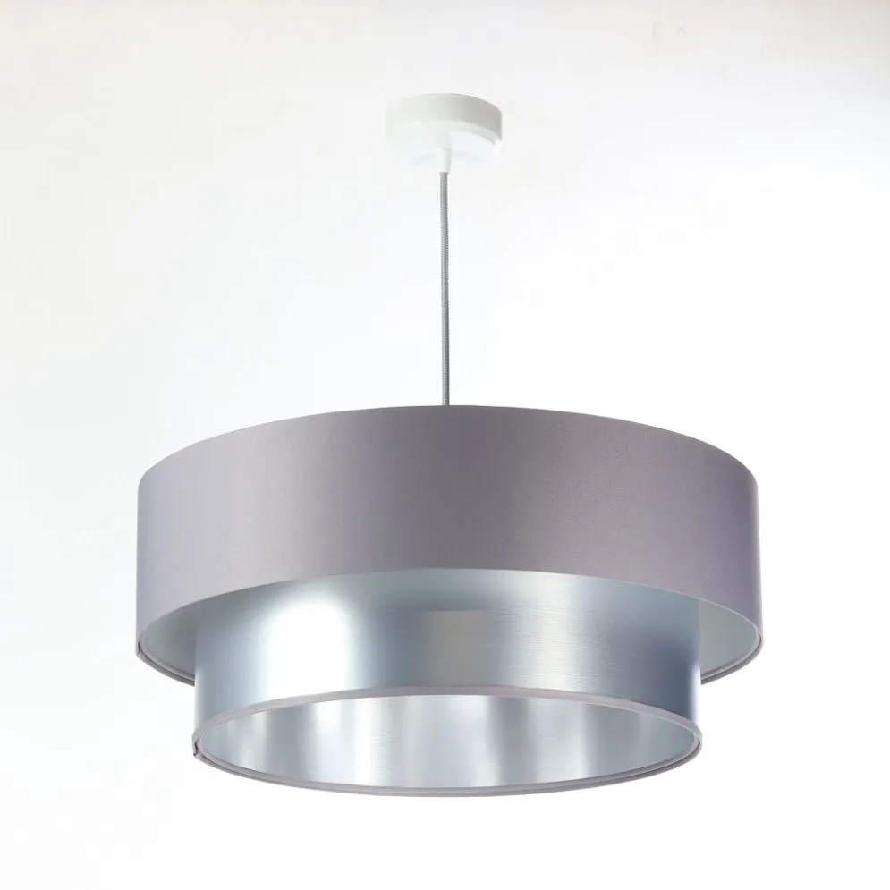 Lampa wisząca DOUBLE GRAY 40 szara/srebrna elegancka na 1 żarówkę | MIRAT. w stylu kolekcja