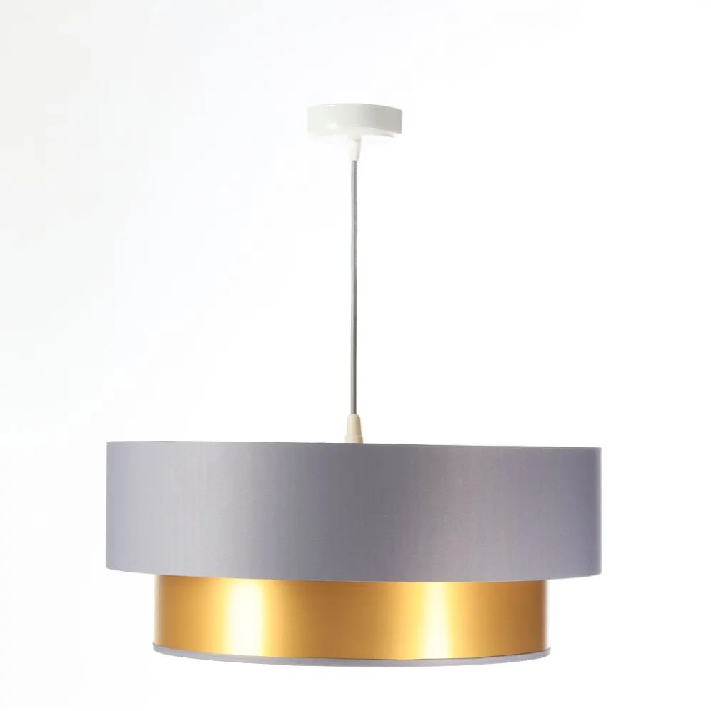 Lampa wisząca DOUBLE GRAY 50 szara/złota na 1 żarówkę do przedpokoju | MIRAT. w stylu  kolekcja