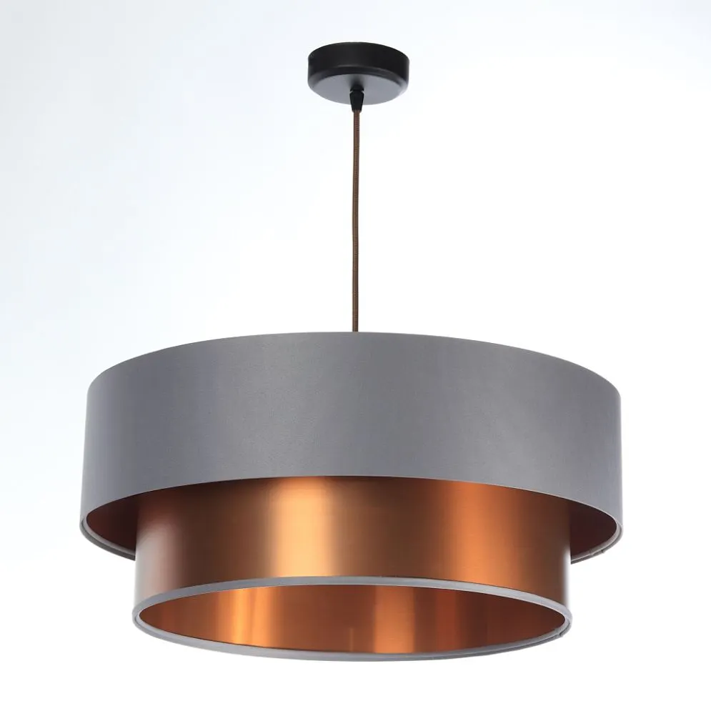 Lampa wisząca DOUBLE GRAY 40 szara/miedziana nowoczesna do salonu | MIRAT. w stylu kolekcja