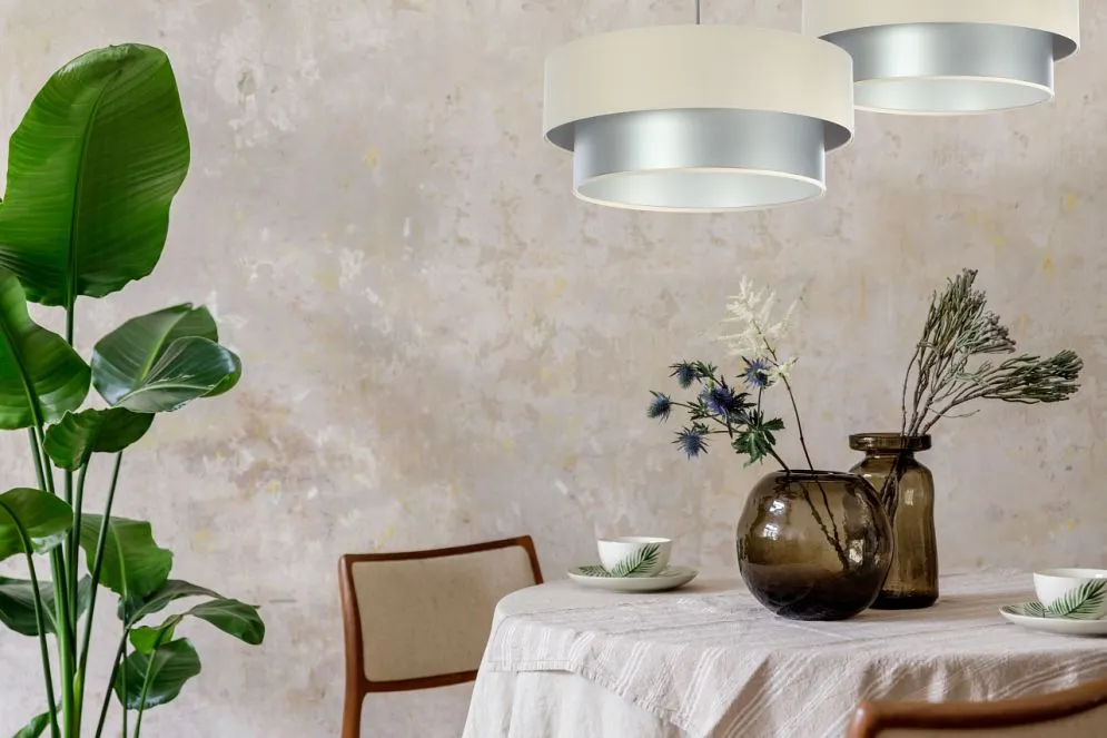 Lampa wisząca DOUBLE CREAM 40 kremowa/srebrna elegancka nowoczesna | MIRAT. w stylu kolekcja