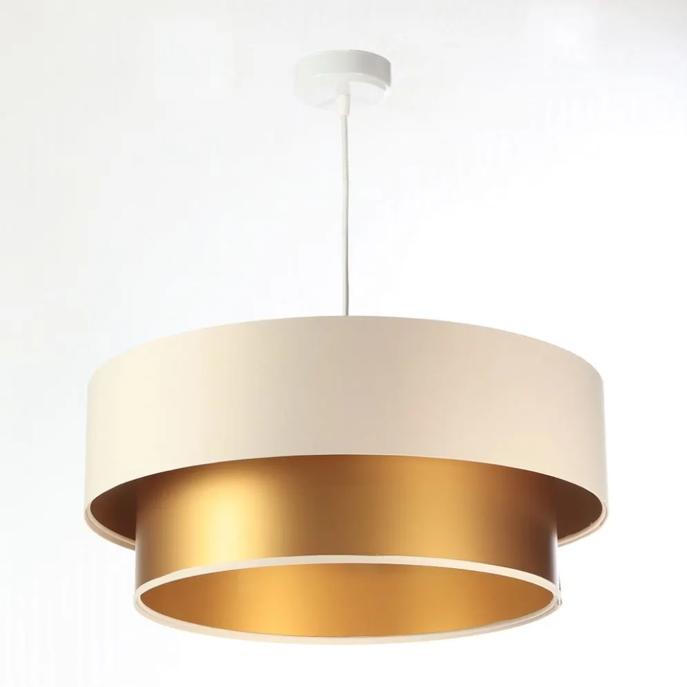 Lampa wisząca DOUBLE CREAM 50 kremowa/złota symetryczna w kształcie walca | MIRAT. w stylu kolekcja