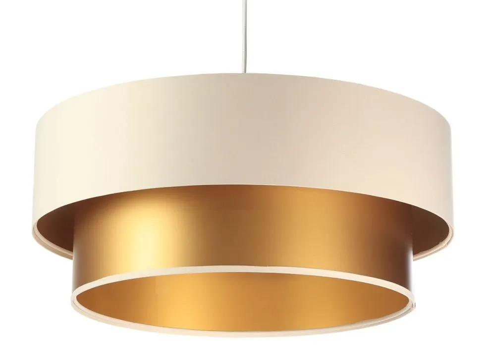 Lampa wisząca DOUBLE CREAM 50 kremowa/złota symetryczna w kształcie walca | MIRAT. w stylu kolekcja