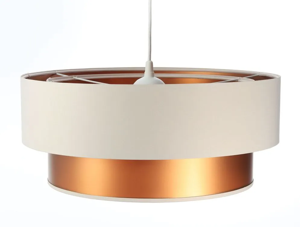 Lampa wisząca DOUBLE CREAM 40 kremowa/miedziana symetryczna walec | MIRAT. w stylu kolekcja