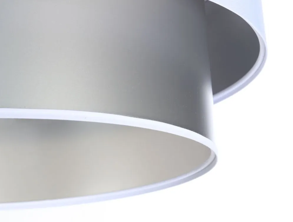 Lampa wisząca DOUBLE WHITE 50 biała/srebrna z podwójnym abażurem | MIRAT.