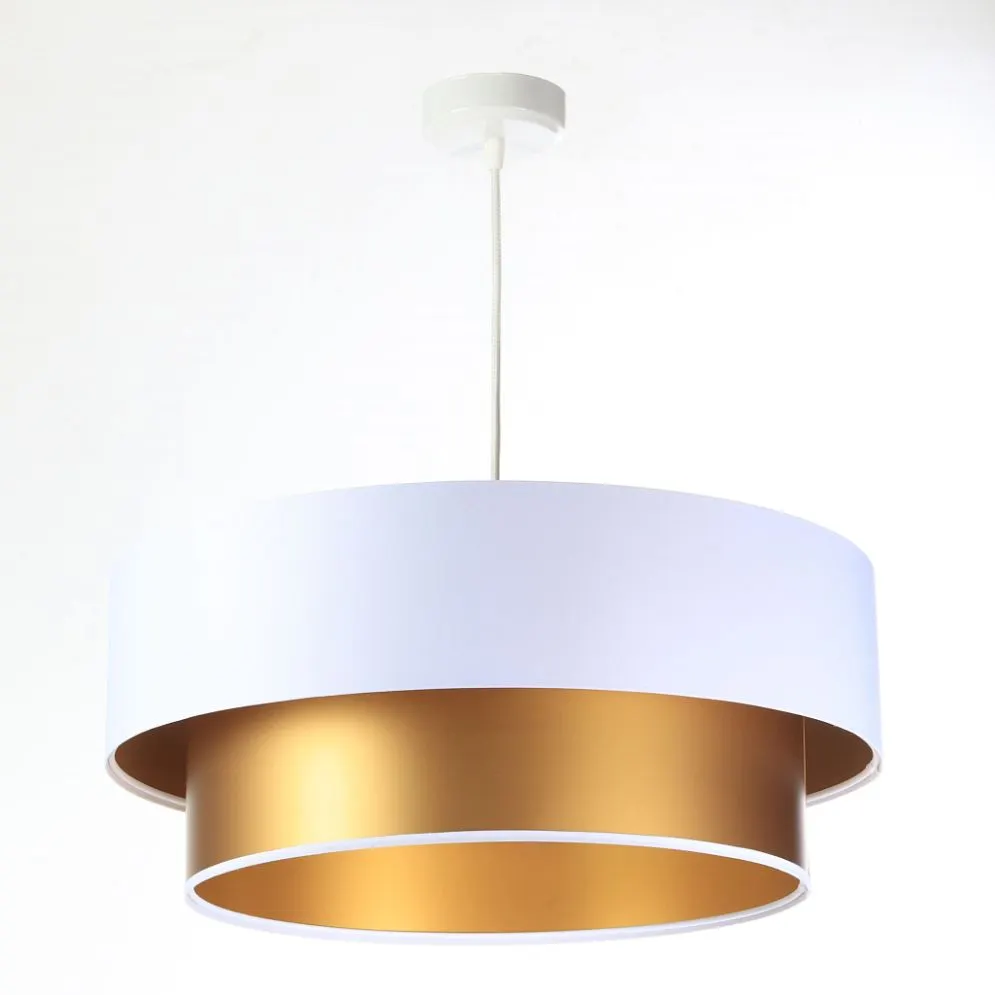 Lampa wisząca DOUBLE WHITE 40 biała/złota nowoczesna dwukolorowa | MIRAT.