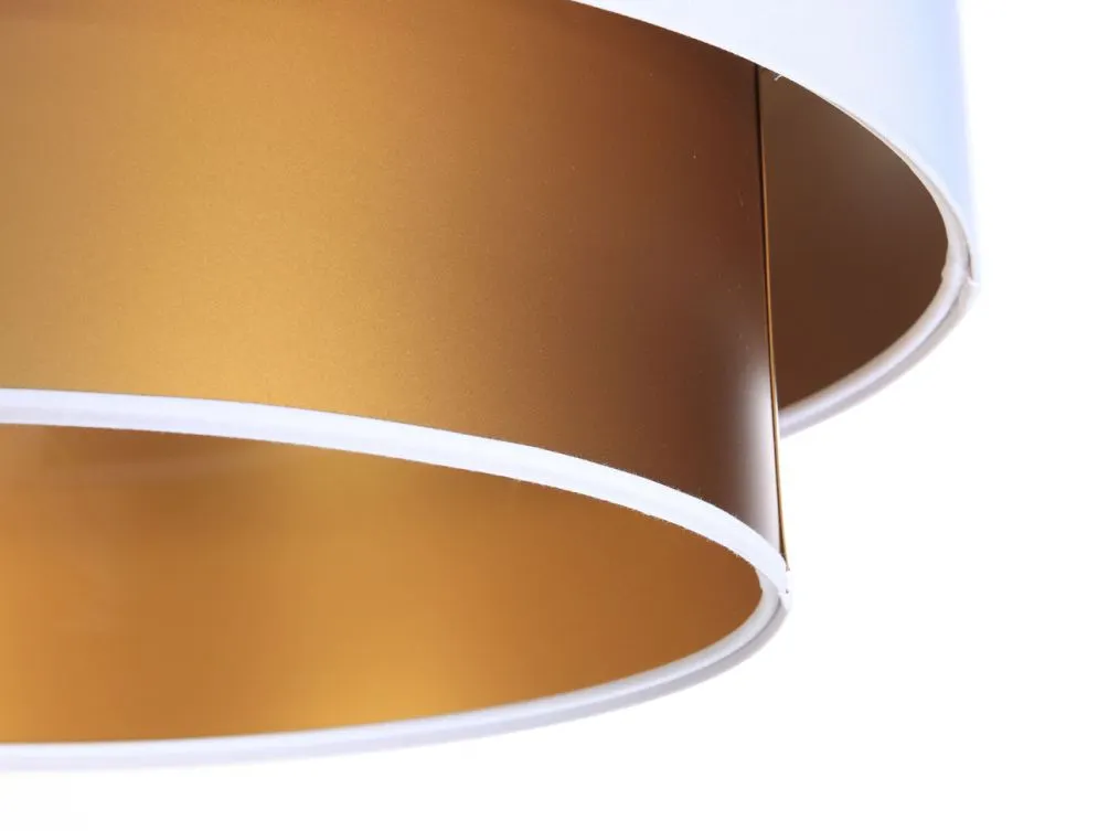Lampa wisząca DOUBLE WHITE 60 biała/złota do jadalni nad stół | MIRAT.