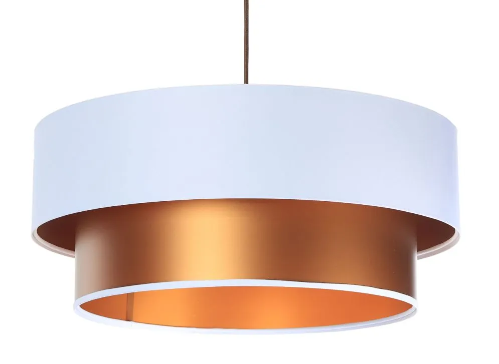 Lampa wisząca DOUBLE WHITE 40 biała/miedziana w stylu glamour | MIRAT.
