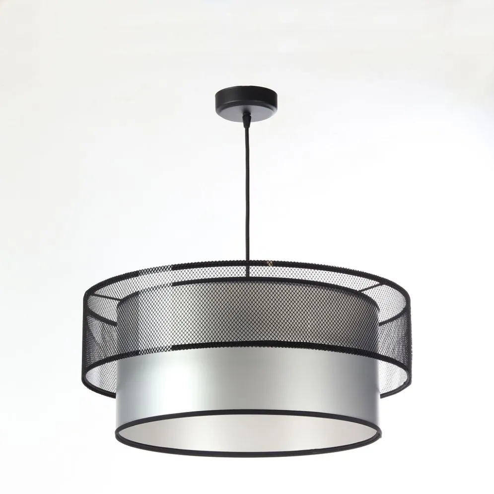 Lampa wisząca DOUBLE NET 40 srebrna w stylu loft | MIRAT.
