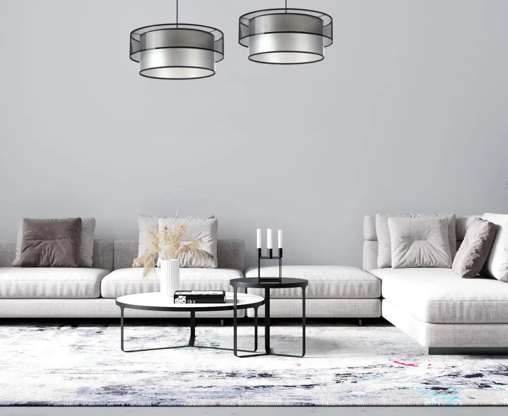 Lampa wisząca DOUBLE NET 50 srebrna nowoczesna symetryczna | MIRAT.
