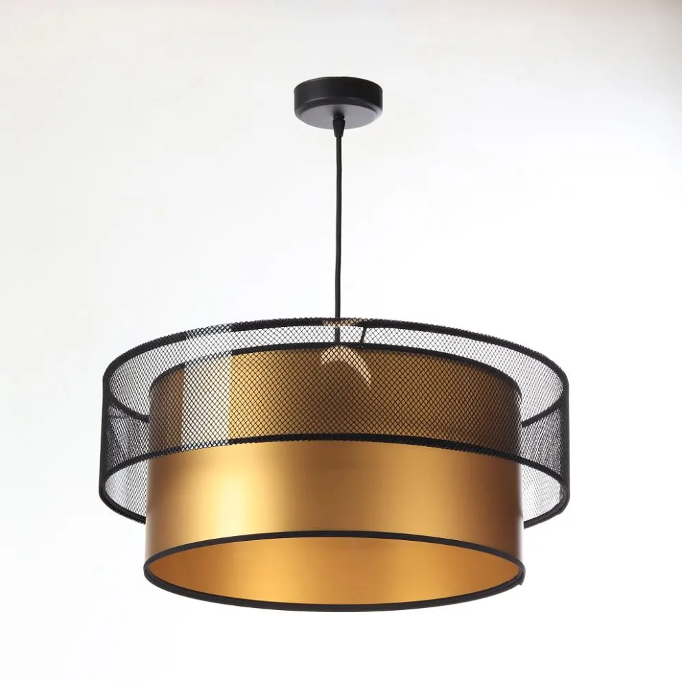 Lampa wisząca DOUBLE NET 40 złota symetryczna w kształcie walca | MIRAT.