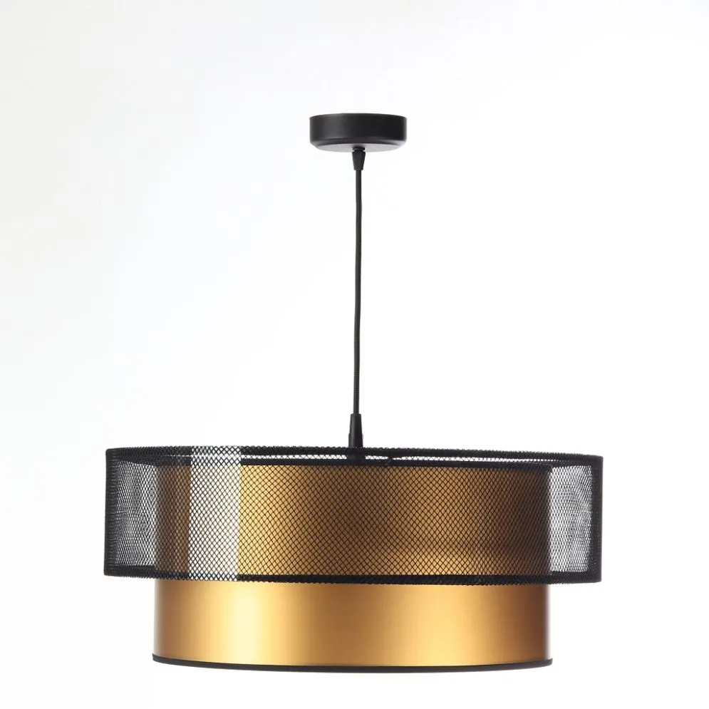 Lampa wisząca DOUBLE NET 60 złota do jadalni nad stół | MIRAT.