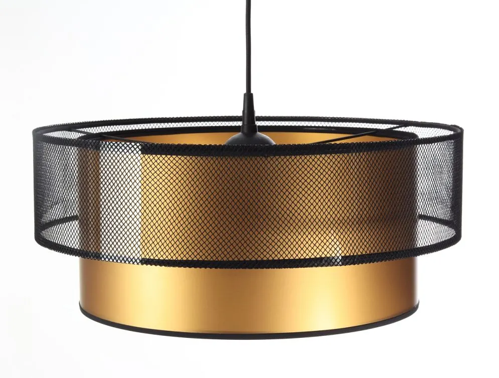 Lampa wisząca DOUBLE NET 40 złota symetryczna w kształcie walca | MIRAT.
