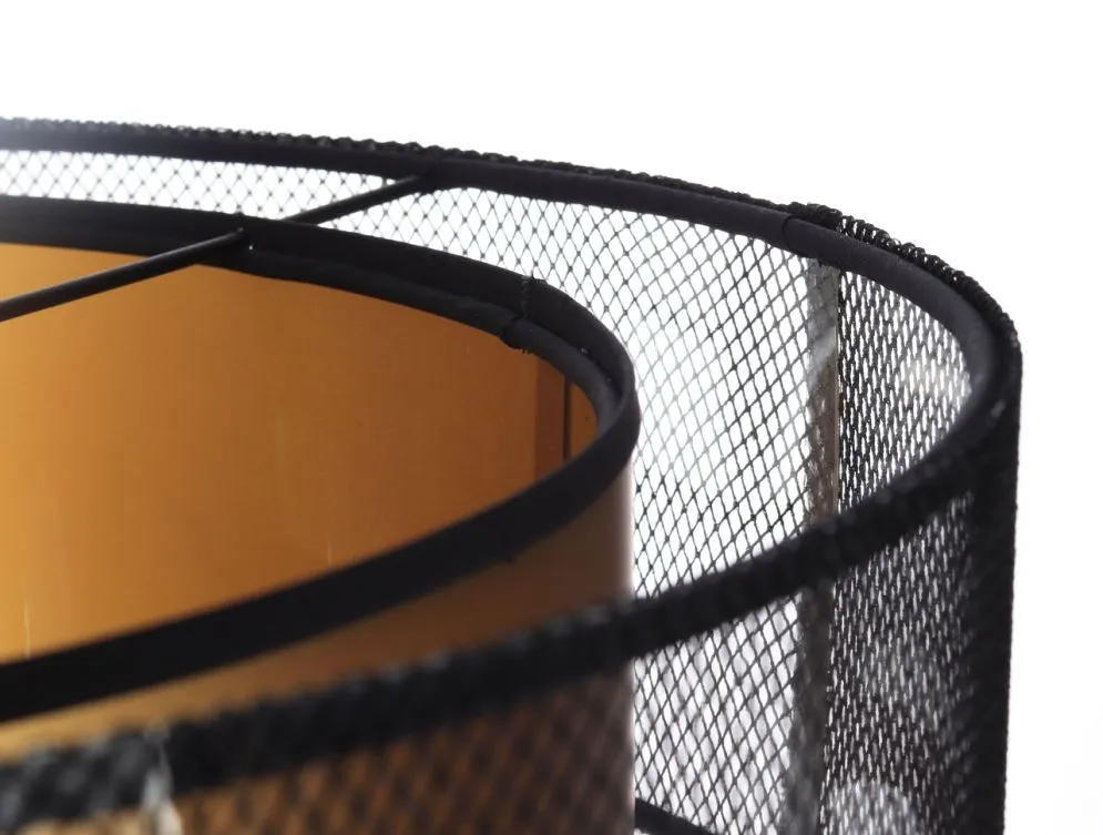 Lampa wisząca DOUBLE NET 40 złota symetryczna w kształcie walca | MIRAT.