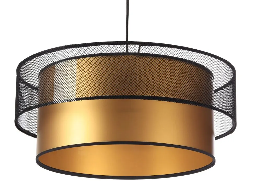 Lampa wisząca DOUBLE NET 40 złota symetryczna w kształcie walca | MIRAT.