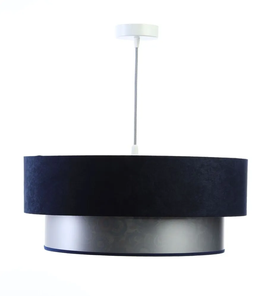 Lampa wisząca DOUBLE MIX 60 granatowa/srebrna dwukolorowa w stylu glamour | MIRAT.