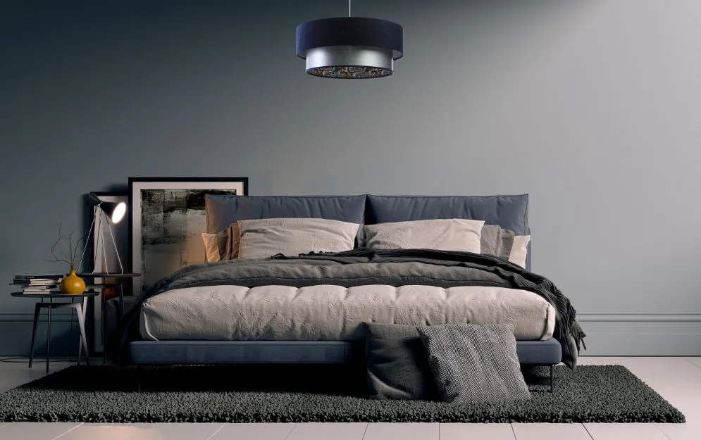 Lampa wisząca DOUBLE MIX 50 granatowa/srebrna w kształcie walca | MIRAT.