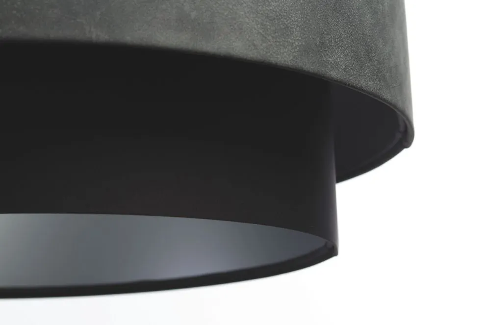 Lampa wisząca DOUBLE ZAMSZ 50 szara/czarna w kształcie walca | MIRAT.