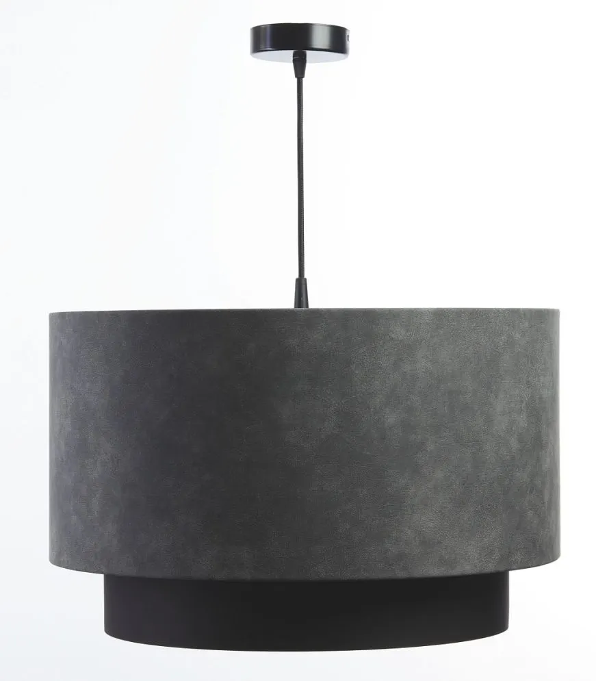 Lampa wisząca DOUBLE ZAMSZ 50 szara/czarna w kształcie walca | MIRAT.