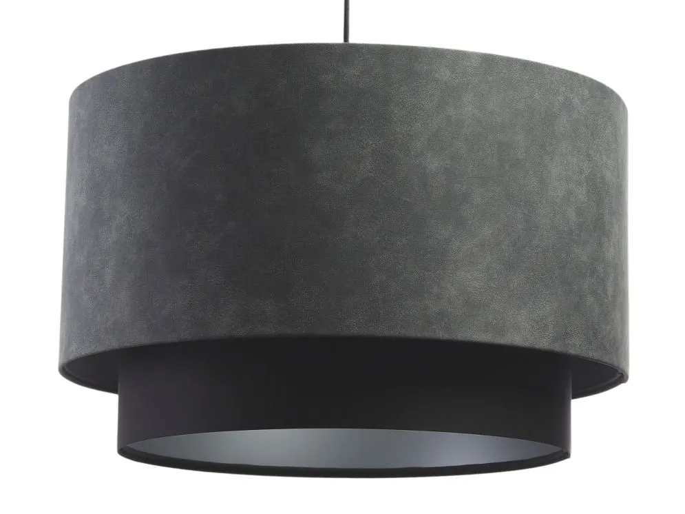 Lampa wisząca DOUBLE ZAMSZ 50 szara/czarna w kształcie walca | MIRAT.