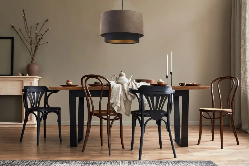 Lampa wisząca DOUBLE ZAMSZ 50 brązowa/czarna dwukolorowa polskiej produkcji | MIRAT.