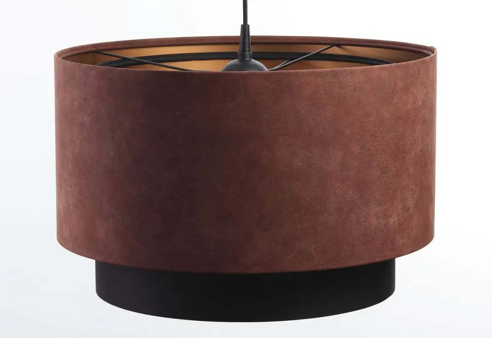 Lampa wisząca DOUBLE ZAMSZ 50 bordowa/czarna w kształcie walca | MIRAT.