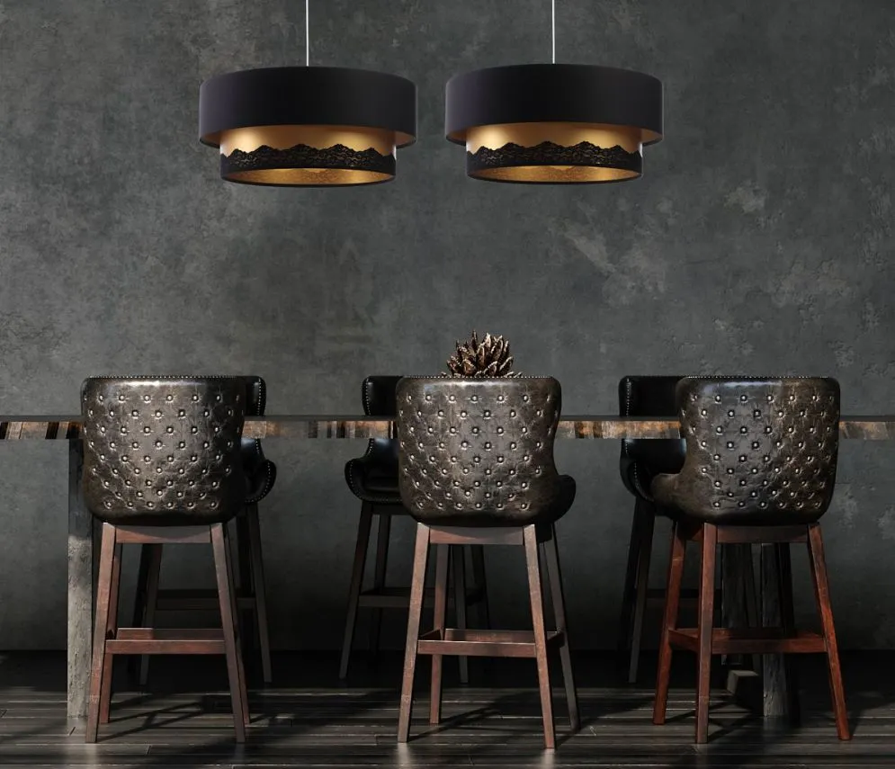 Lampa wisząca DOUBLE ELEGANT 50 czarna/złota polskiej produkcji | MIRAT.