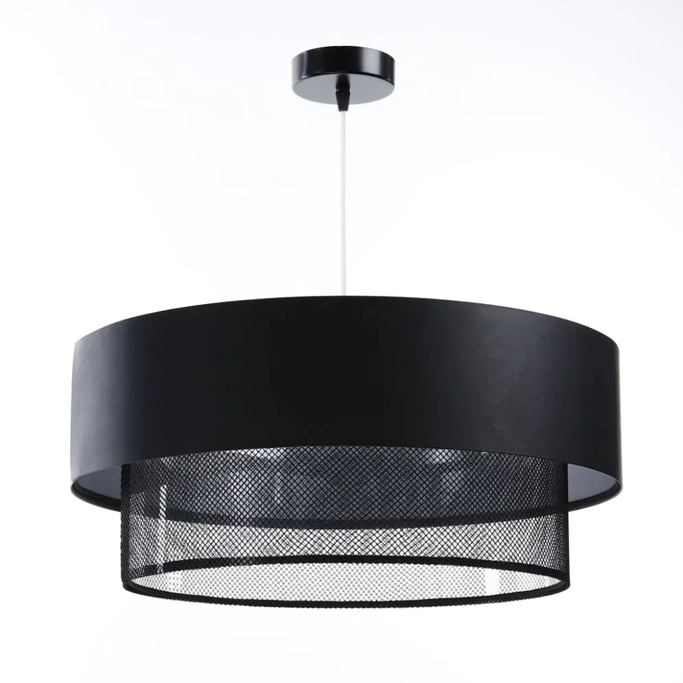Lampa wisząca DOUBLE NET 50 czarna w kształcie walca | MIRAT.
