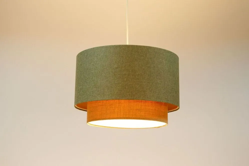 Lampa wisząca ERUTAN DOUBLE 40 zielona/beżowa z podwójnym abażurem I sklep meblowy MIRAT.