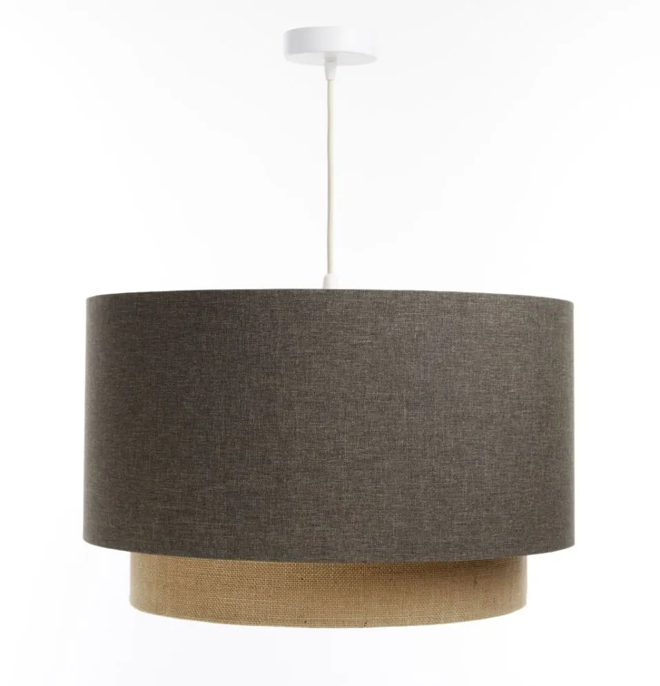 Lampa wisząca ERUTAN DOUBLE RATTAN 50 szara/beżowa z rattanową blendą I sklep meblowy MIRAT.
